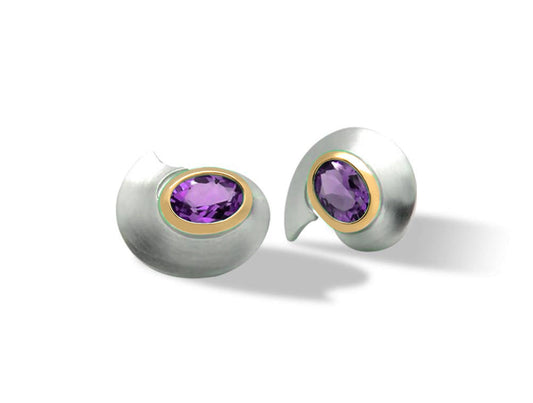 Amethyst and Blue Topaz earrings in sterling silver, style E9337