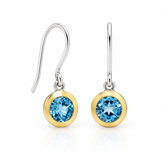 Blue Topaz and Citrine earrings in sterling silver, style E4113 - view 3