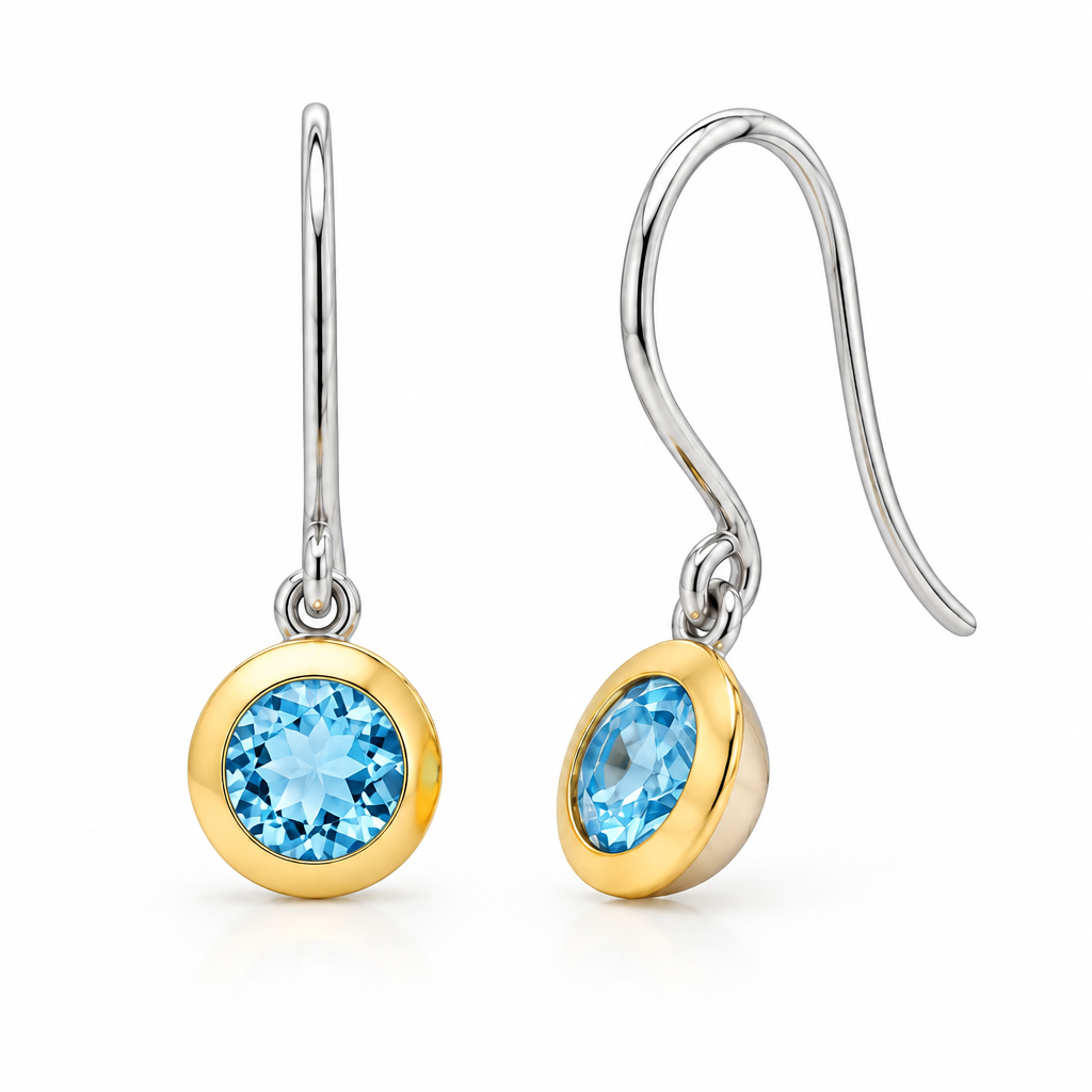 Brilliant Cut Gemstones Earrings in 14K Gold Plated Sterling Silver | E4113
