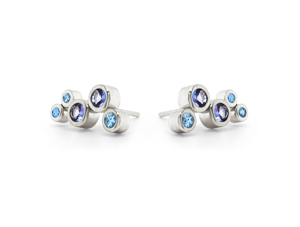 Tanzanite and Blue Topaz earrings in sterling silver by Joryel Vera, style E5188 - view 5