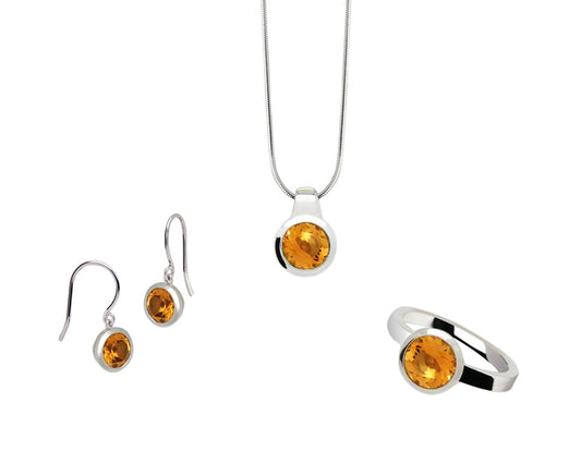 Citrine jewelry set in sterling silver