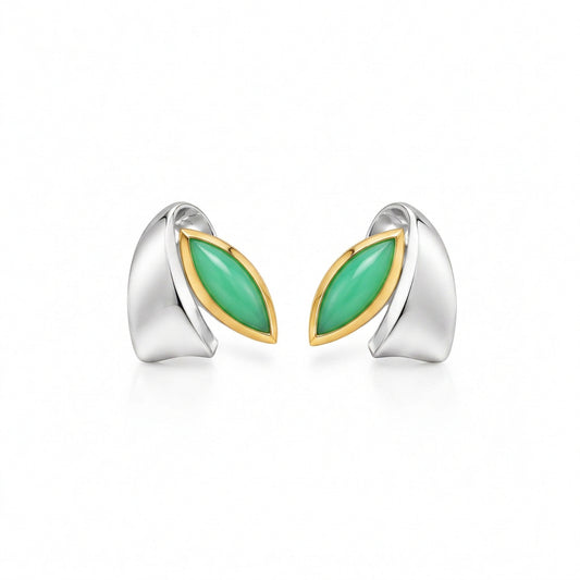 Chrysoprase and Peach Moonstone earrings in sterling silver by Joryel Vera, style E7621 - view 2