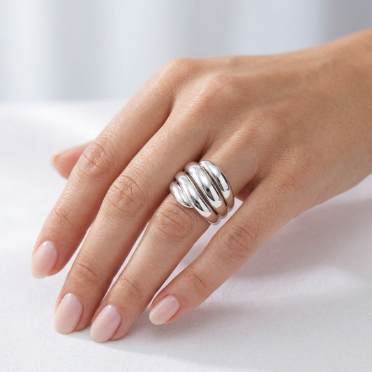 Two Tone Silver Ring in 925 Sterling Silver
