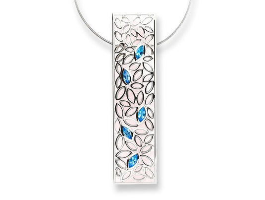 Blue Topaz necklace in sterling silver, style P4110