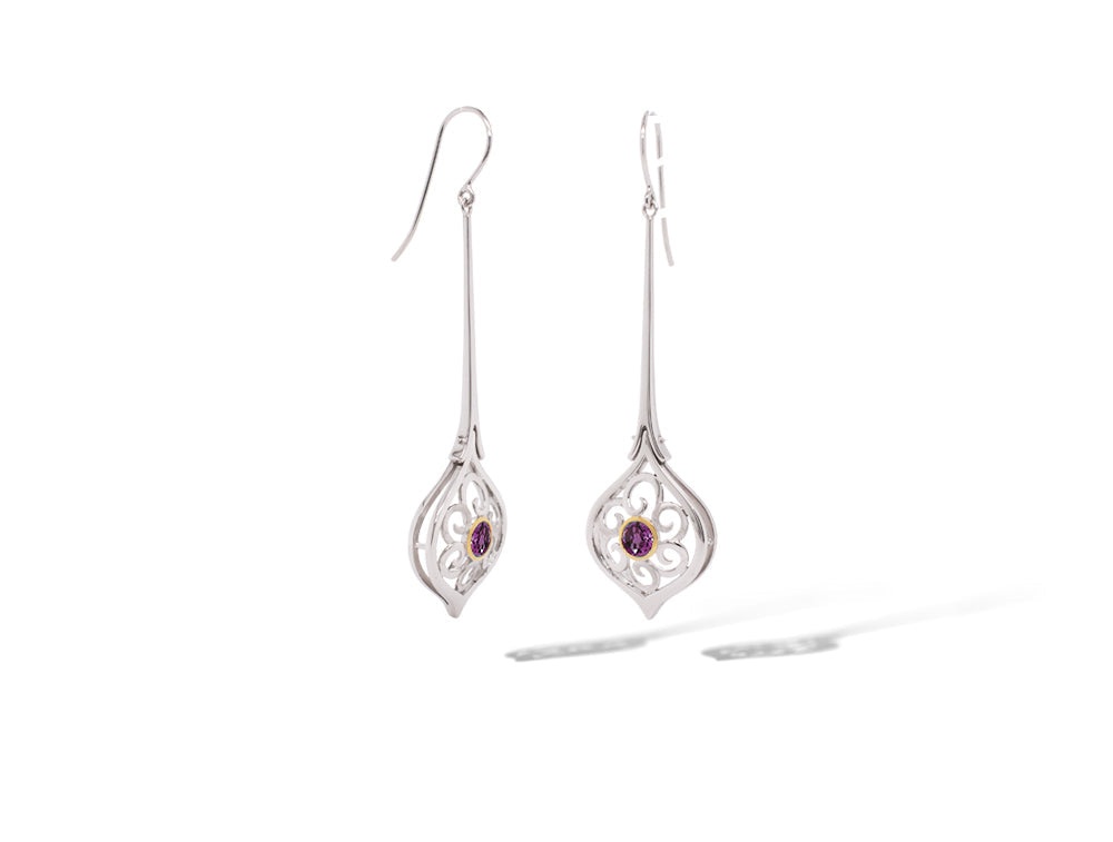 Blue Topaz and Pearl earrings in sterling silver by Joryel Vera, style E9839