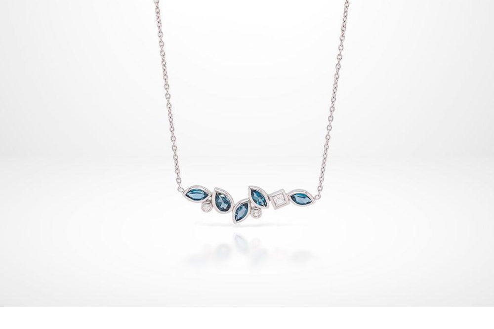 Gemstone Necklace N3448 - N3448 London Blue Topaz w/ White Topaz - Necklace