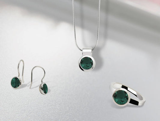 Green Quartz jewelry set in sterling silver