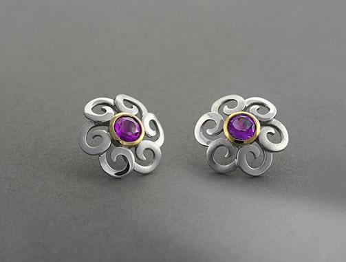 Amethyst and Blue Topaz earrings in sterling silver, style E7811 - view 3