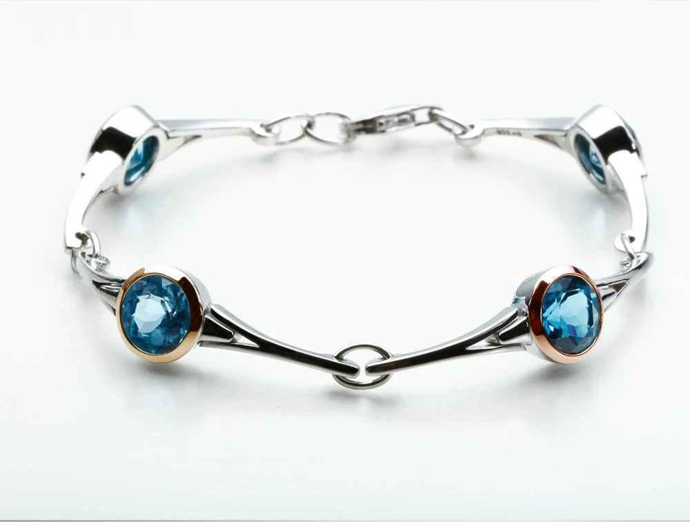 9Mm Gemstone Bracelet B2388 - B2388 Blue Topaz w/ 14K bezel - Bracelet