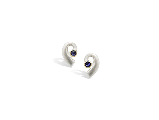 Amethyst and Blue Topaz earrings in sterling silver, style E1819 - view 3