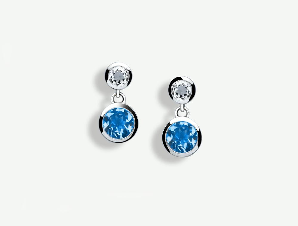 Amethyst and Blue Topaz earrings in sterling silver, style E5302 - view 2