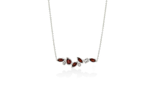 Gemstone Necklace N3448 - N3448 Garnet w/White Topaz - Necklace