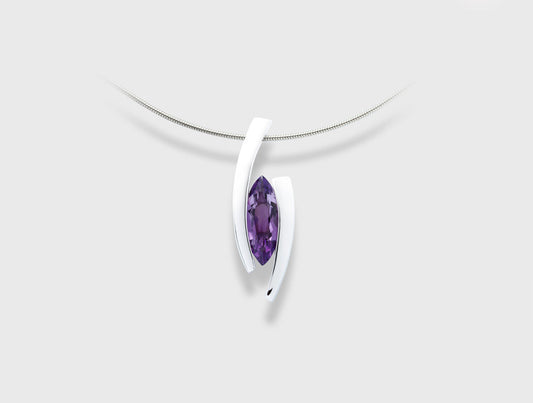 Amethyst and Sky Blue Topaz pendant in sterling silver, style P4486