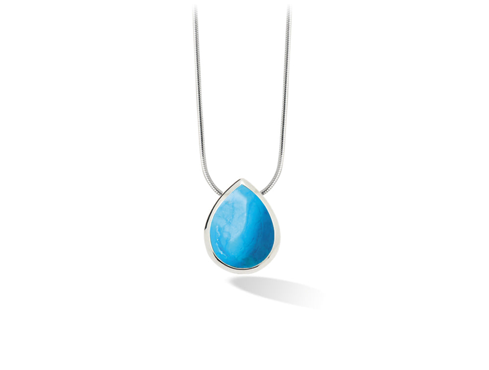 Large Gemstone Pendant P6995 - P6995 All Silver Turquoise - Pendant