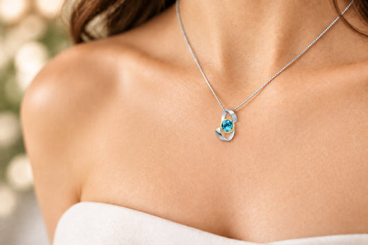 Amethyst and Blue Topaz pendant in sterling silver, style P7314