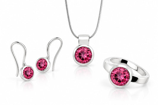 Pink Topaz jewelry set in sterling silver