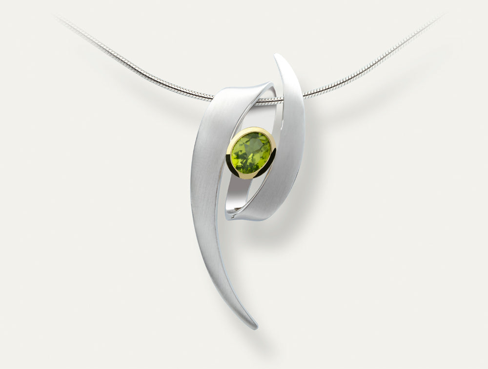 Blue Topaz and Peridot pendant in sterling silver, style P6119