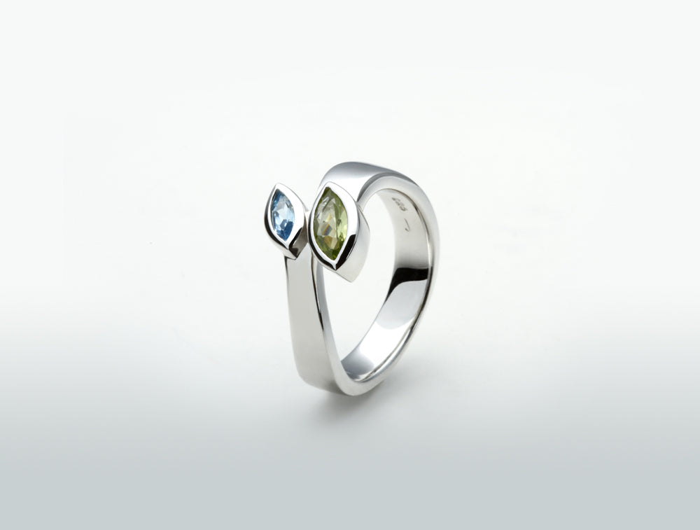 Marquise Gemstone Ring R3959 - R3959 Peridot & Blue Topaz - Ring