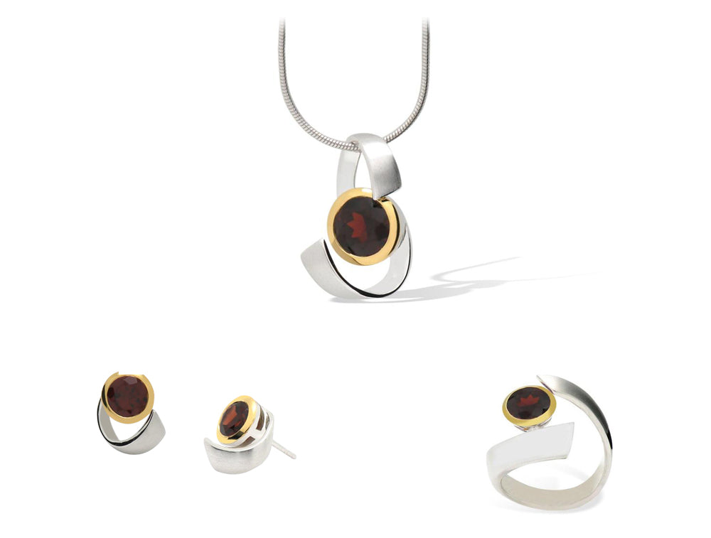 Brilliant Faceted Gemstone Set 98 - Set 98 Garnet 3pcs - Set