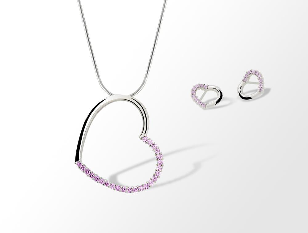 A Gift Of Love On The Big Day Set 62 - PINK SWAROVSKI CRYSTAL HEART SET - Set