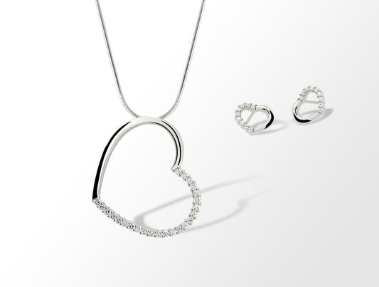 A Gift Of Love On The Big Day Set 62 - WHITE SWAROVSKI CRYSTAL HEART SET - Set