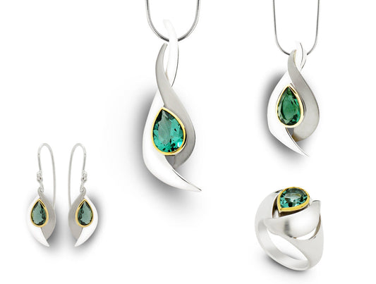 London Blue Topaz and Sky Blue Topaz jewelry set in sterling silver, style SET416 - view 3
