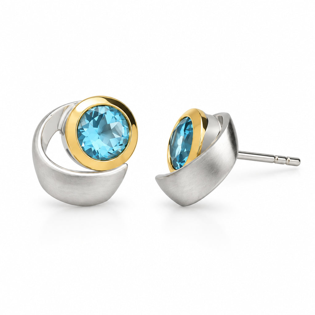 Amethyst and Blue Topaz earrings in sterling silver, style E9291 - view 8