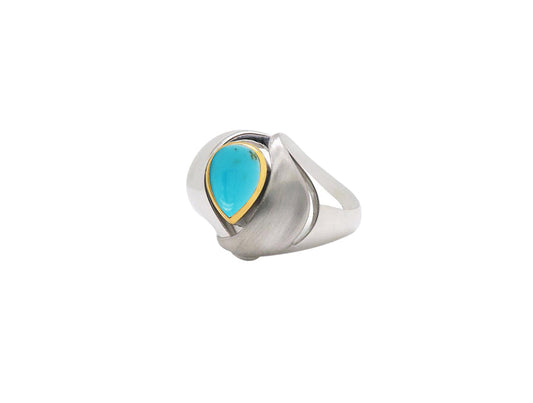 Citrine and Green Amethyst ring in sterling silver, style R6127 - view 2