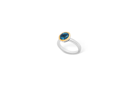 Blue Topaz and Citrine ring in sterling silver - view 3