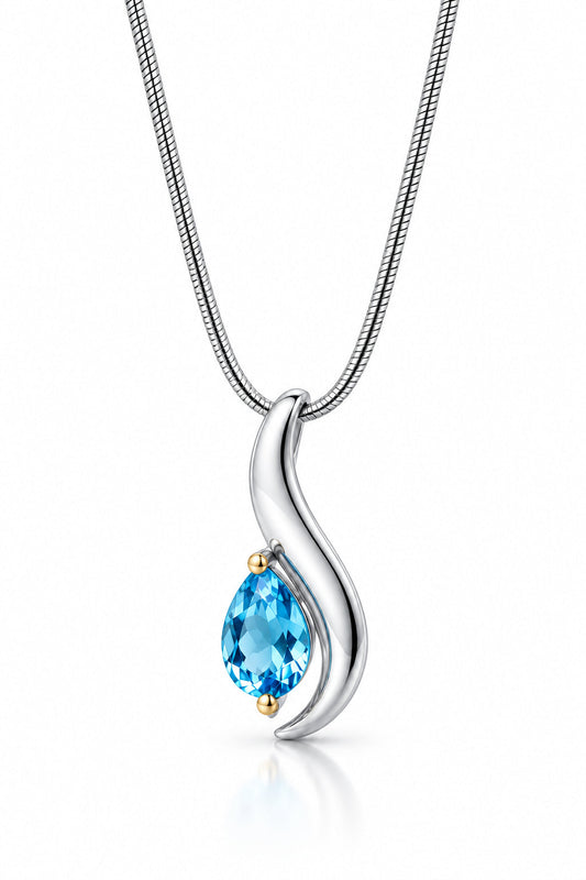 London Blue Topaz and Blue Topaz pendant in sterling silver, style P7310