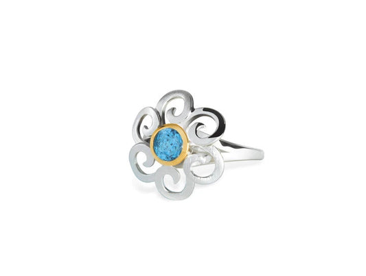 Amethyst and Blue Topaz ring in sterling silver, style R6104