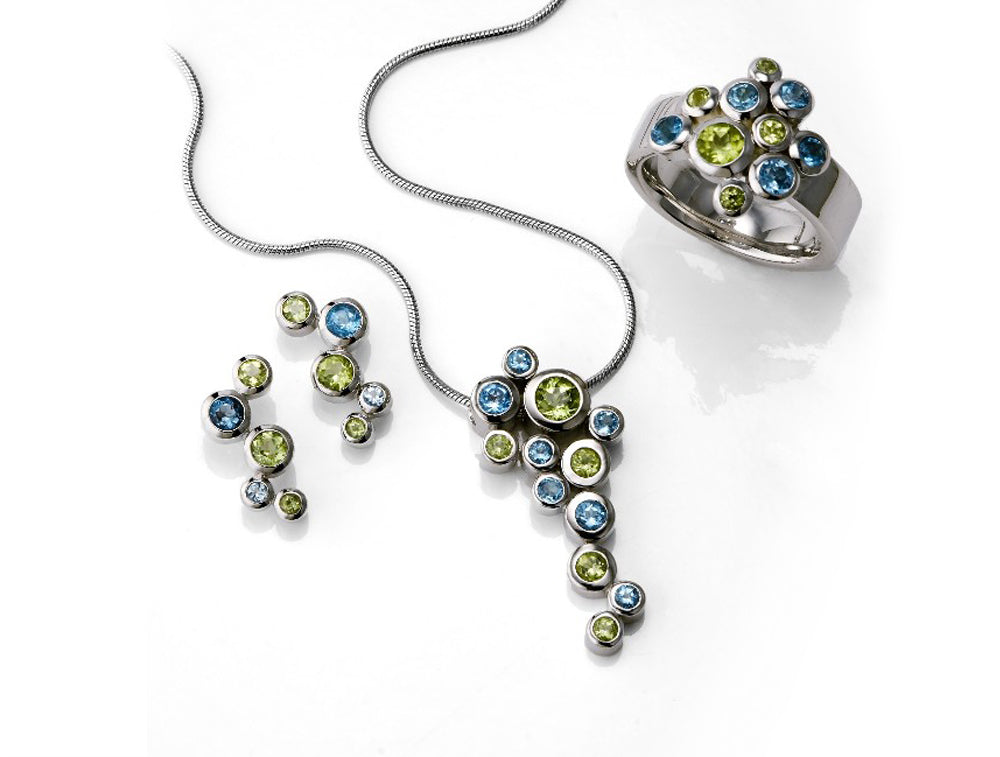 Amethyst and Blue Topaz jewelry set in sterling silver - view 4