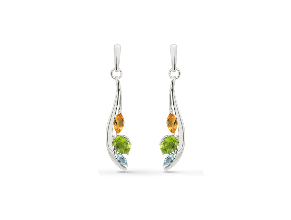 Multi Color Gemstone Earring E9898 - E9898 Peridot / Citrine / Blue Topaz - Earring