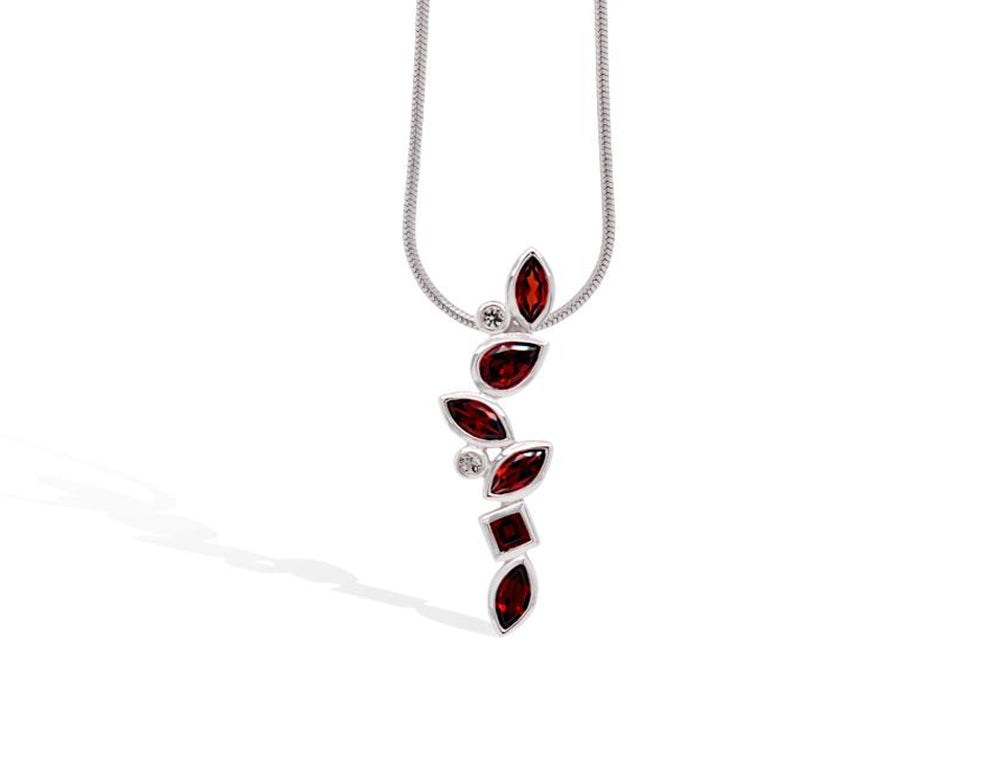 Garnet and London Blue Topaz pendant in sterling silver, style P3844 - view 2