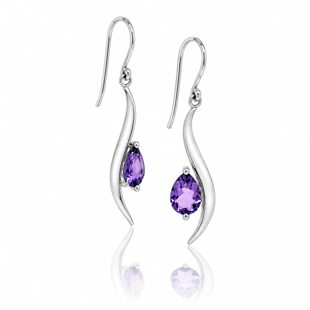 Amethyst and Blue Topaz earrings in sterling silver, style E9286 - view 2