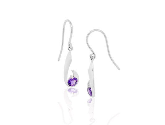 Amethyst and Blue Topaz earrings in sterling silver, style E9327