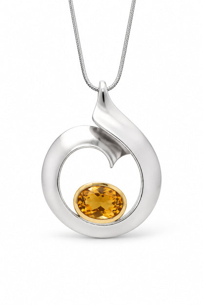 Blue Topaz and Citrine pendant in sterling silver, style P6908