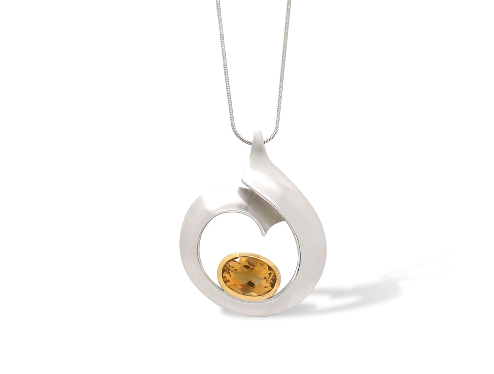 Spiral Wave Gemstone Pendant P6908 - P6908 Citrine - Pendant