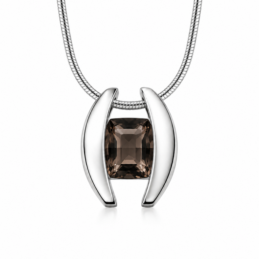 Blue Topaz and Garnet pendant in sterling silver by Joryel Vera, style P4747 - view 5