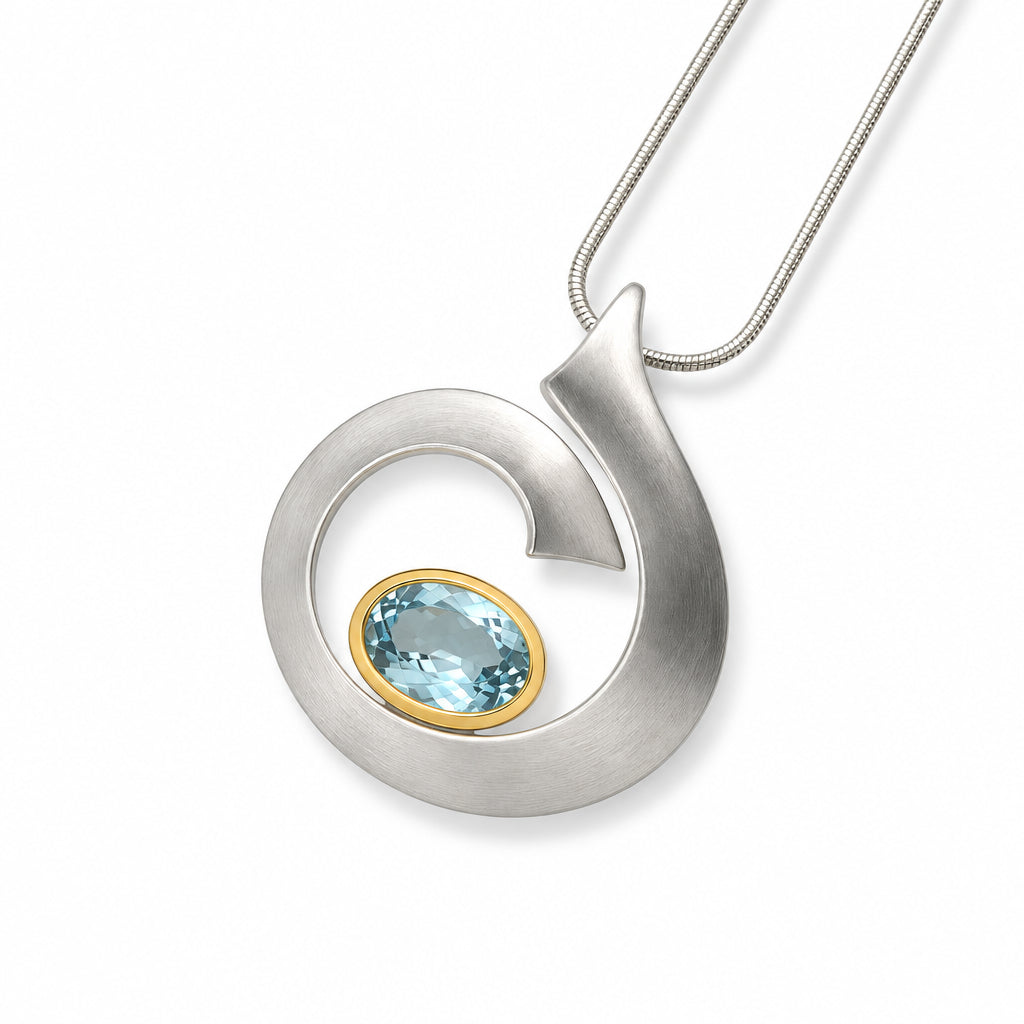 Blue Topaz and Citrine pendant in sterling silver, style P6908 - view 2