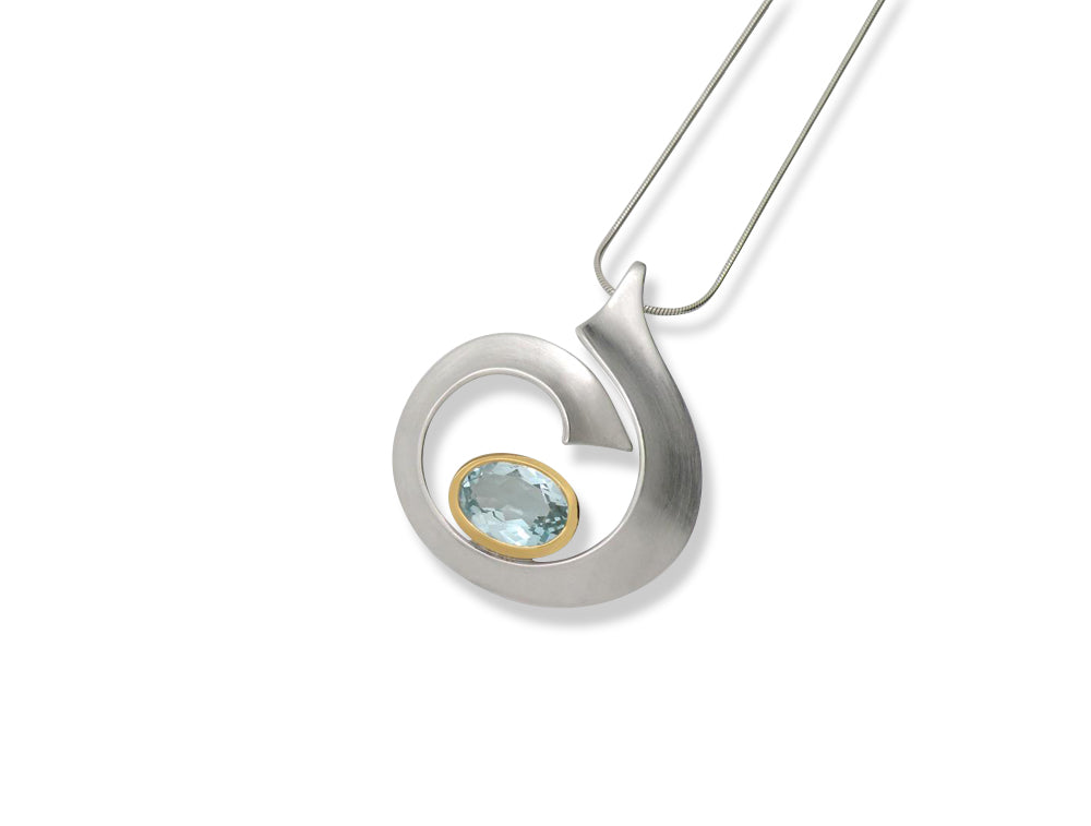 Spiral Wave Gemstone Pendant P6908 - P6908 Sky Blue Topaz - Pendant