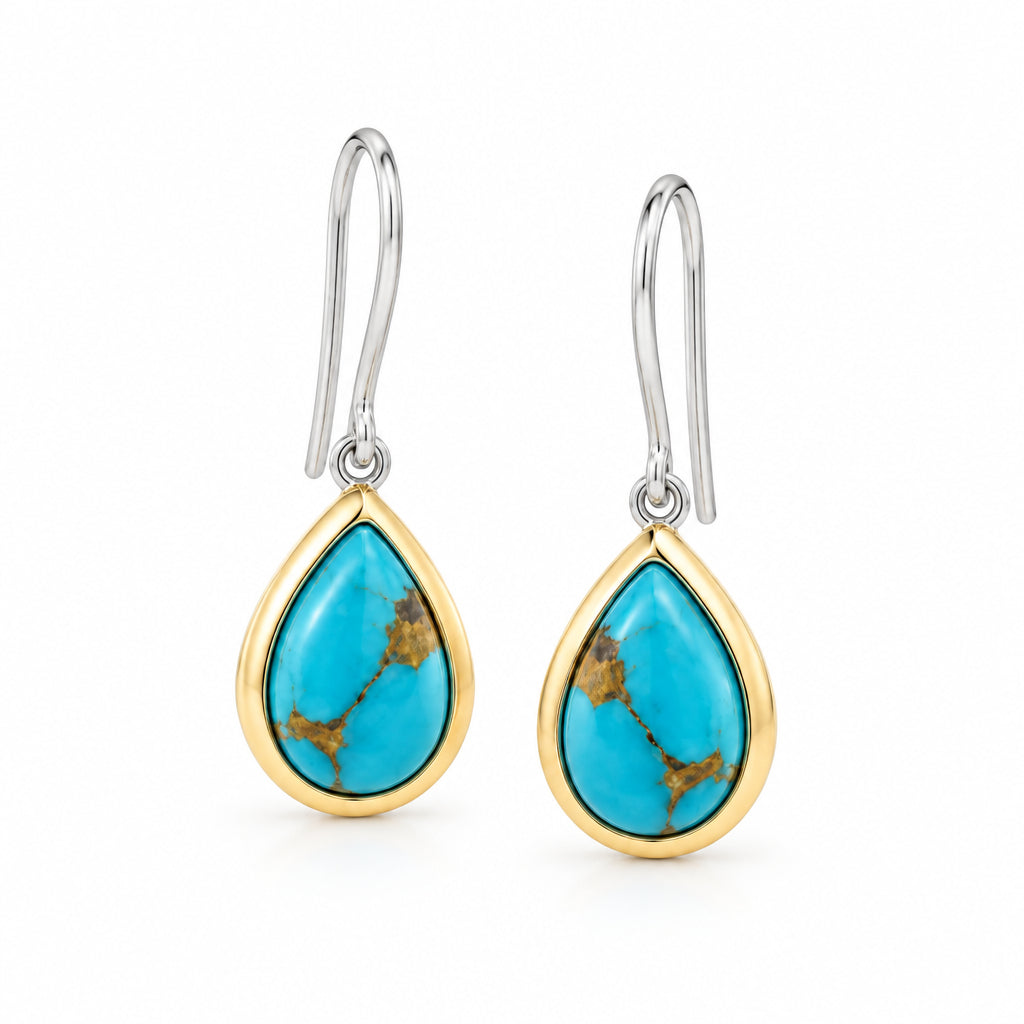 Green Quartz and Sky Blue Topaz earrings in sterling silver, style E8606 - view 5