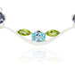 Iolite, Blue Topaz and Peridot necklace in sterling silver, style N3329 - view 2