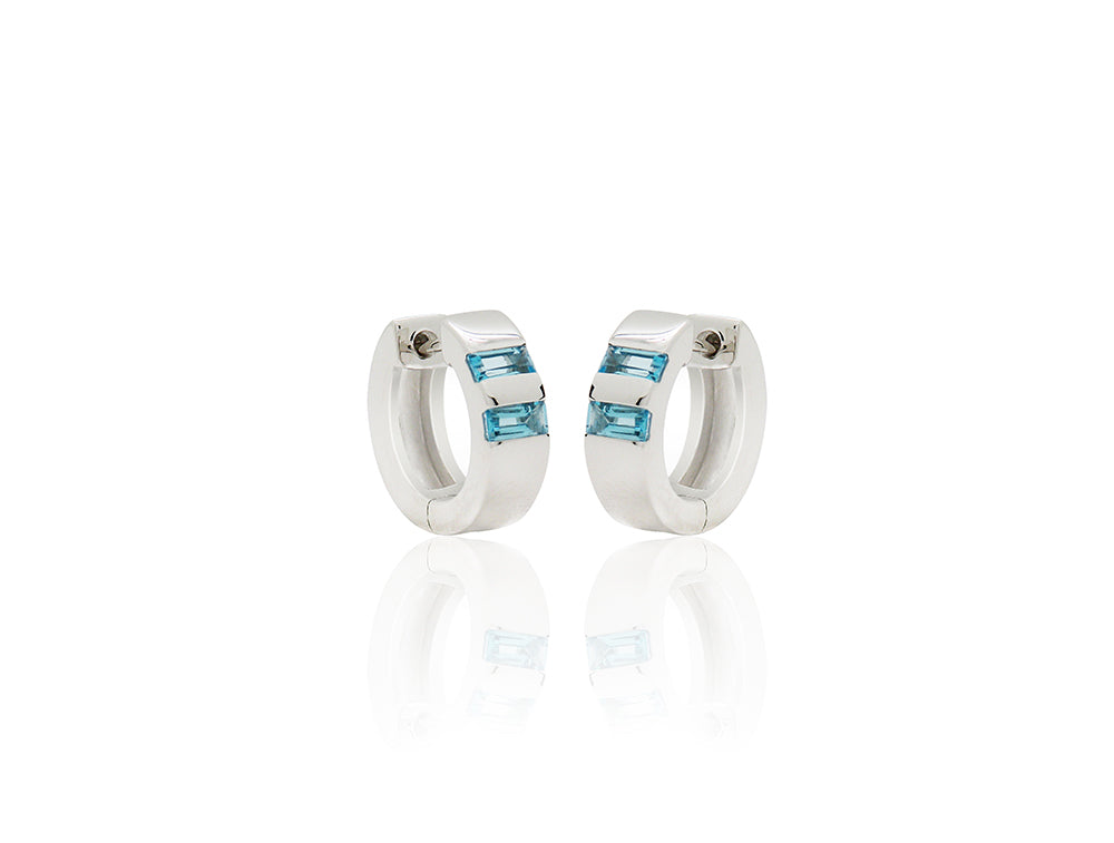 Blue Topaz earrings in sterling silver, style E2638 - view 2