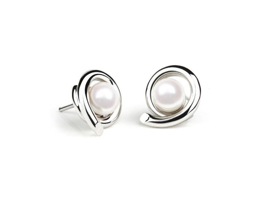 E4308  5mm Pearl SPIRAL EARRING - Joryel Vera Jewelry