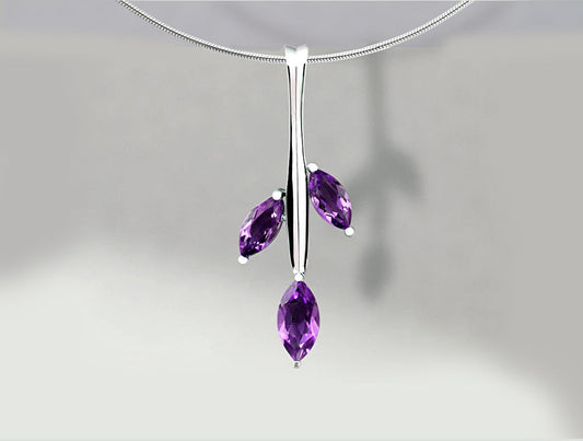 Amethyst and Blue Topaz pendant in sterling silver, style P6504 - view 3