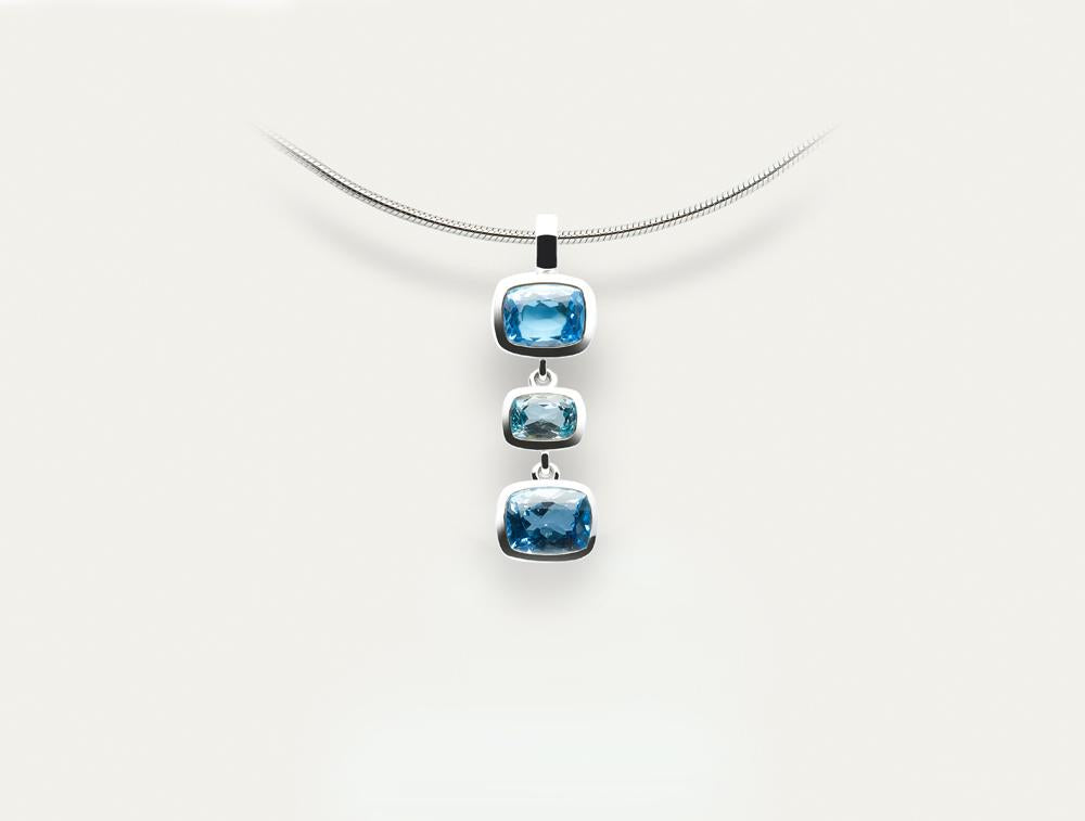 Blue Topaz and Sky Blue Topaz pendant in sterling silver, style P5765