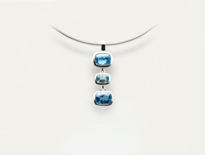 Blue Topaz and Sky Blue Topaz pendant in sterling silver, style P5765