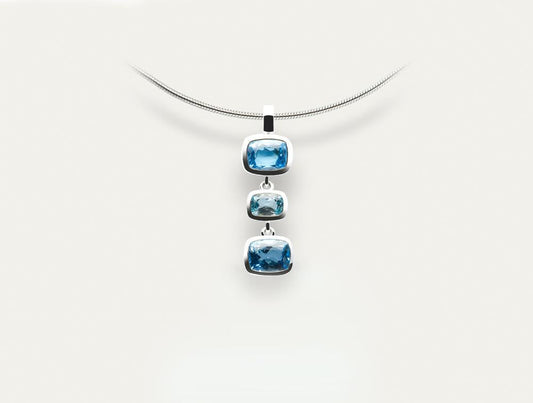 Blue Topaz and Sky Blue Topaz pendant in sterling silver, style P5765