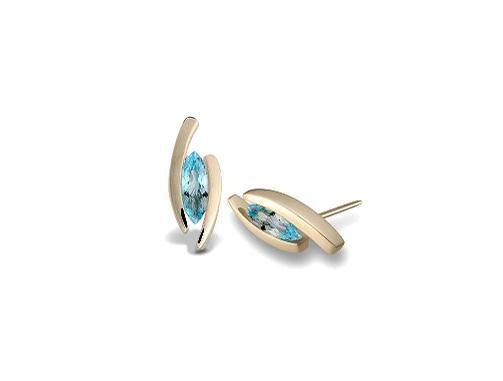 Amethyst and Sky Blue Topaz earrings in sterling silver, style E5100 - view 3